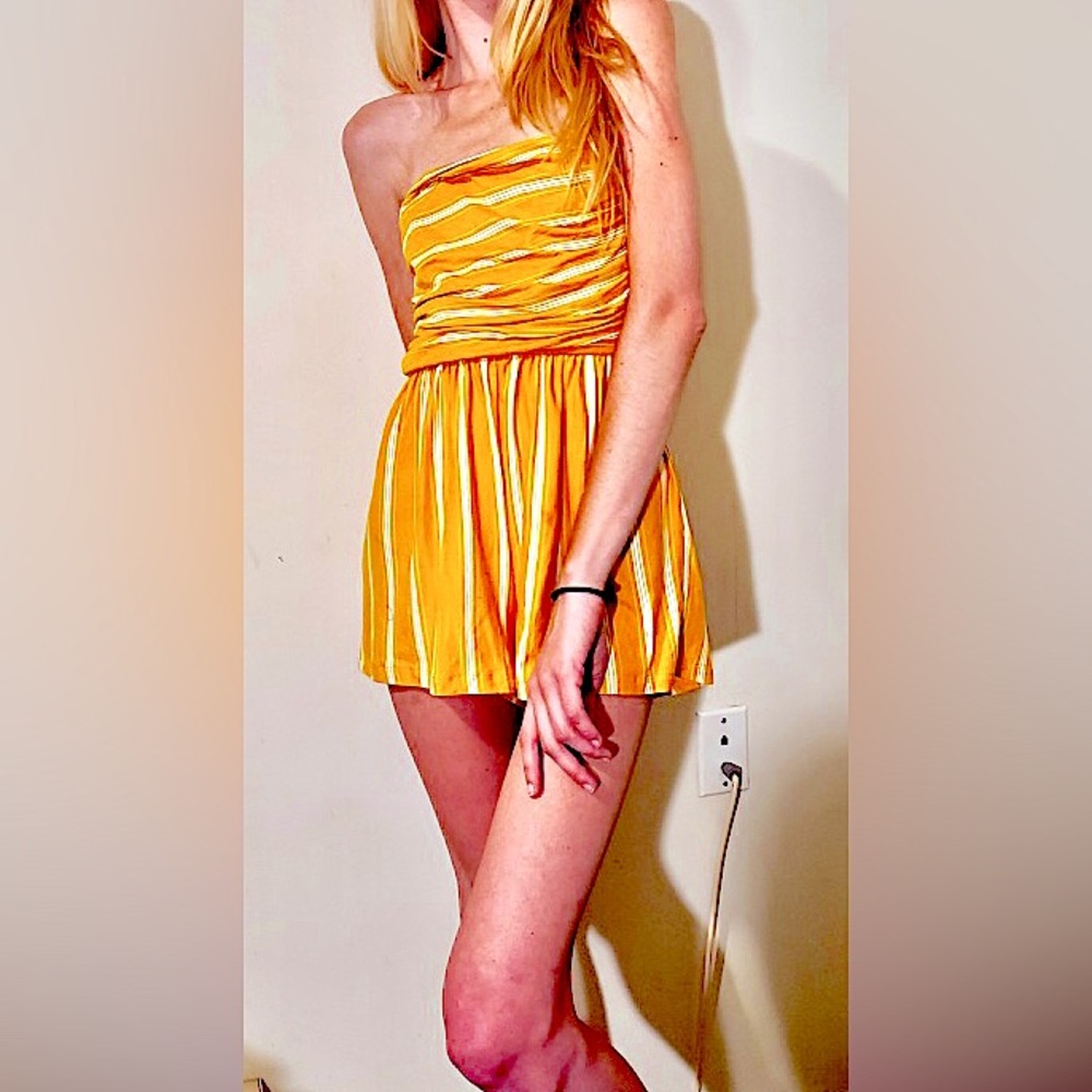 Yellow & White Striped Romper